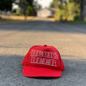 Vintage 90s Becks Beer Trucker Mesh Snapback Hat